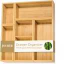 5 PCS Bamboo Drawer Organizer, Multi-Use Wooden Drawer Organizer, Junk Drawer Organizer Kitchen for Bathroom, Makeup Desk, Office Desk, Jewelry, Utensils, Tea Drawer