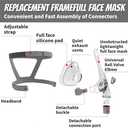 Full Face CPAP Mask, Silicone Soft Perfect Sealing Nose CPAP Masks Reuse Replacement Set for F20, Nasal CPAP Mask with Headgear, Elbow/Swivel and Cushion (L)