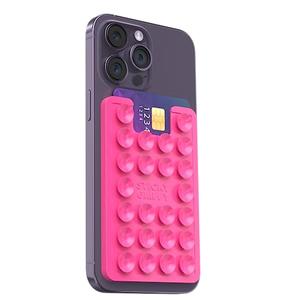 StickyGrippy Suction Card Holder Mount, Phone Wallet, Silicon Adhesive Accessory for iPhone and Android, Hands-Free Mirror Shower Holder, TikTok Videos and Selfies (Pink) SG2