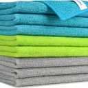 AIDEA Microfiber Cleaning Cloth-8PK, Soft Microfiber Towels for Cars, Absorbent Cleaning Rags, Lint-Free Streak-Free Wash Cloths for House, Kitchen, Window(12in.x16in.) (Blue/Green/Grey)