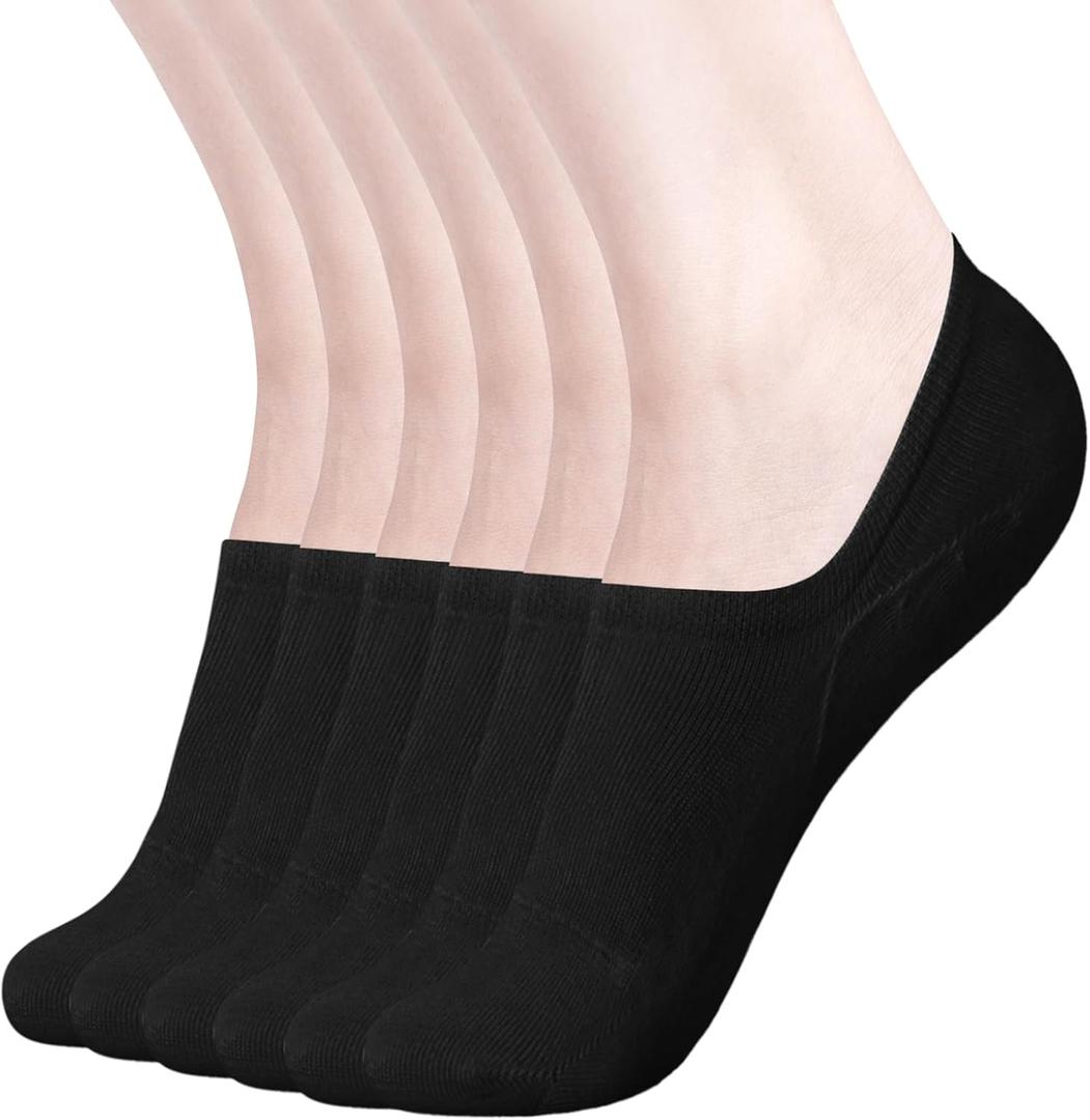 DIBAOLONG Women's No Show Socks Non Slip Flat Boat Line Low Cut Socks (6-12 Packs) (Black)