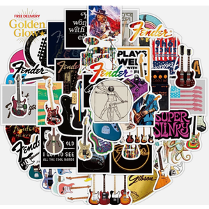 Love Guitar Stickers Fender Electric Guitar Stickers 50 Pcs Water Bottle Waterpr