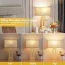 Seealle Bedroom Table Lamps Set of 2 - Beige Gold Touch Bedside Lamps with USB C+A, 3 Way Dimmable Gold Lamp for Nightstand, Modern Night Stands Lamps for Living Room