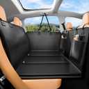 Hard Bottom Dog Car Seat Cover for Back Seat  Waterproof Nonslip Hammock Extender for Trucks & SUVs, Heavy Duty Pet Protector, Black Faux Leather