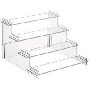 HENABLE 4 Tier Acrylic Display Risers, Perfume Organizer Stand, Cupcake Stand Holder, Clear Shelf Risers for Display Stands for Funko POP Figure, Dessert Shelves for Party, Decoration