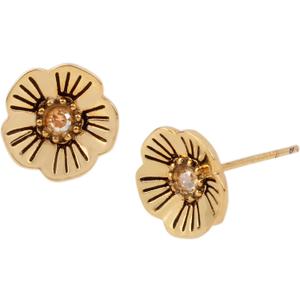 COACH Tea Rose Stud Earrings (One Size, GOLDEN SHADOW/GOLD)