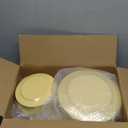 FLOWERCAT 200PCS Yellow Plastic Plates Disposable Plates for Party - Heavy Duty Plastic Plates - 100 10" Dinner Plates and 100 7" Salad Plates for Weddings, Easter Parties and Events