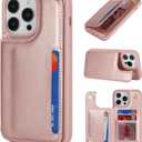 iCoverCase Compatible with iPhone 14 Pro Max Wallet Phone Case with Card Holder for Women Men, RFID Blocking PU Leather Case 6.7 Inch (Rose Gold)