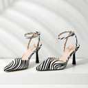 Susanny Black and White Heels for Women Closed Pointed Toe Zebra Prints Heeled Ankle Strap Shoes Stiletto High Heels Sexy Pumps Wedding Bride Guest Party Evening Prom Formal Dressy Shoes, Size 10