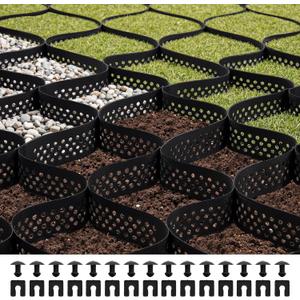 VEVOR Gravel Grid, 3 Inch Depth, 24.93 x 9.52 FT / 7600 x 2900 mm, 1880 LBS Per Sq ft Grass Ground Retainer, Permeable Geo Grids Driveway Stabilization, for Garden, Patio, Walkway, RV Parking Slopes