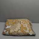 Loom and Mill Damask Patchwork Throw Blankets for Bed, Jacquard Floral Throws with Fringes Trim, Soft Lightweight Velvet Lined Throw Blanket for Sofa Couch Chair All Seasons(Beige Yellow, 52x72)