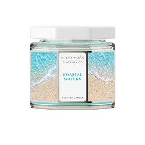 Scent WorX Coastal Waters Scented Candle, Blue Water Mist, Water Lilly, Bamboo, Bleached Woods Scents