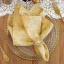 Dinner Cloth Napkins Set of 6, Cotton Polyester Blend Premium Quality, Washable, Soft, Reusable Jacquard Gold Napkins for Wedding, Parties, Thanksgiving, Everyday Use - Gold
