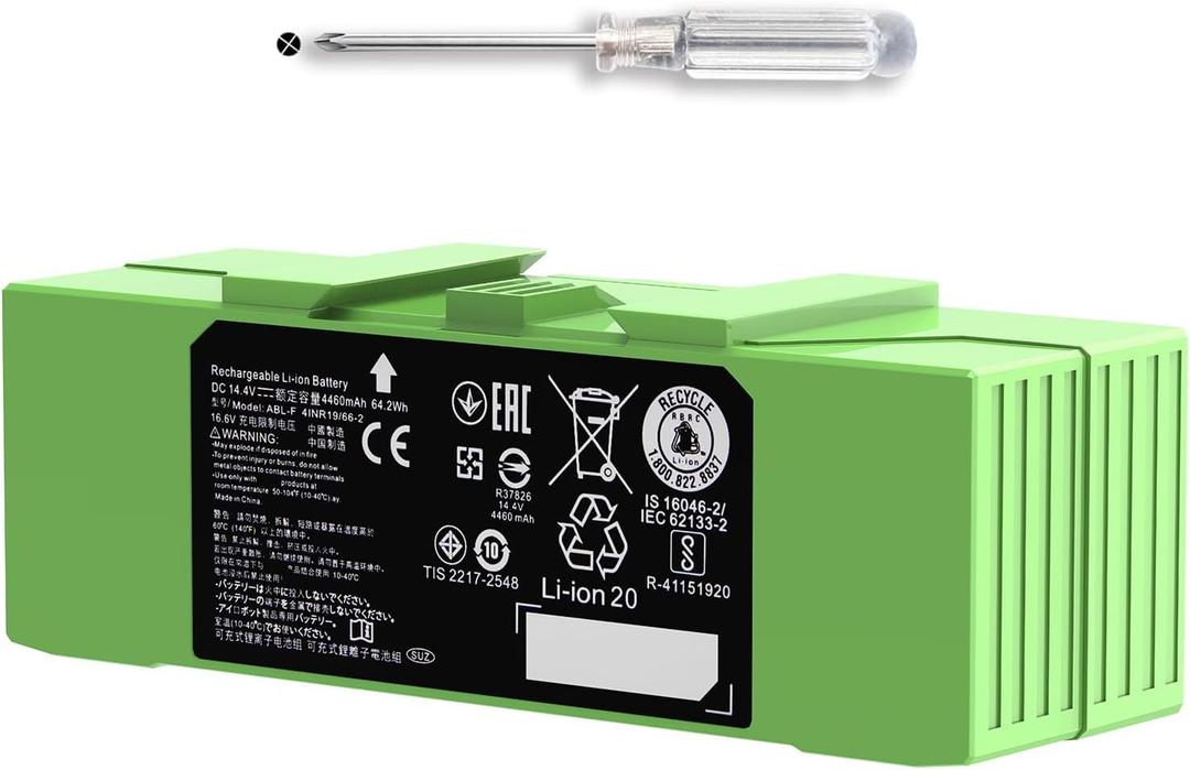 64.2Wh for Roomba Battery ABL-F for iRobot Roomba i&e Series i3 i3+ i4+ i8 i8+ i7 i7+ j7 J9+ j7+ e5 e6 Roomba Replacement Batteries ABL-D1 ABL-D2 ABL-D2A 4460mAh Unsuitable for Roomba Combo Series
