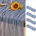 Dusty Blue Cheesecloth Table Runner 4 Pack Christmas Table Runners Boho Gauze 120 Inches Blue Table Decor for Xmas Holiday Season Parties Marine Weddings Bridal Baby Shower Birthday Party