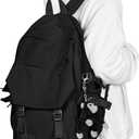 coowoz School Backpack for Men Women College Bookbag Waterproof Lightweight Black Backpack Mochilas Book Bag Rucksack Casual Daypack School Bag for Boys Girls (Small)