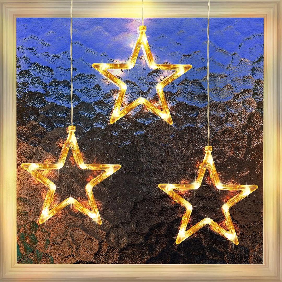 Mudder 3 Pack Christmas Indoor Window Light Decoration, Backdrop String Lights for Outdoor Home Bedroom Valentines Day Wedding Party Holiday, Warm White(Fresh Style)