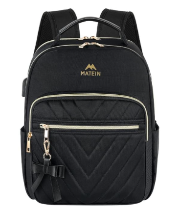 MATEIN Mini Backpack for Women, Waterproof Stylish Daypack Purse Shoulder Bag with USB Charging Port, Lightweight Small Casual Daily Travel Backpack, Lady Girls Gifts for Work School,  Black 
