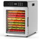 Food Dehydrator with 10 Stainless Steel Trays, 800W Fruit Dehydrator Machine with 194 Temperature Control & 24H Digital Timer, 4 Presets, Meat Dehydrator for Jerky, Herbs, Yogurt, Dog Treats