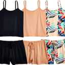 Real Essentials 3 Pack: Women's Super Soft Pajama Set - Cute Cami Lounge Short and Top PJs Set, Size 3XL