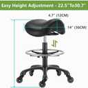 Saddle Salon Stool with Footrest,Heavy Duty, Adjustable Height, Rolling Esthetician Chair for Tattoo Spa Medical Dentist Clinic (Black), 14