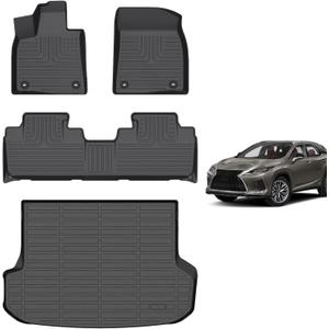 Hutisya-Floor Mats & Cargo Liner Set Custom for Lexus RX RX350 RX450h (Not for RXL) 2016-2022 All Weather Protection Anti-Slip & Durable TPE Full Set Liners Automotive Accessories-Black