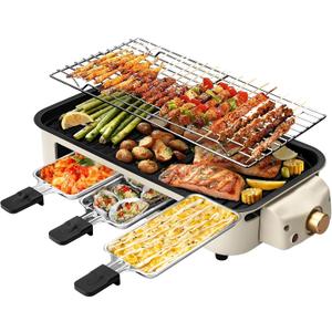 OVENTE 2-in-1 Electric Indoor Grill Non-Stick Cooking Plate, Beige BQR1502B