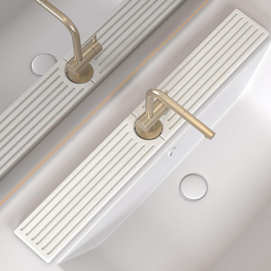 Fast Drying Kitchen Sink Splash Guard, Durable Stone Kitchen Faucet Mat, Water Absorbing Stone Tray for Sink, Diatomite Faucet Mat for Kitchen Sink, Stone Drying Mat for Kitchen and Bathroom Counter