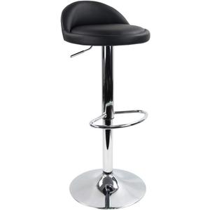 KKTONER PU Leather Round Bar Stool with Back Rest Height Adjustable Swivel Pub Chair Home Kitchen Bar stools Backless Stool with Footrest (Black)