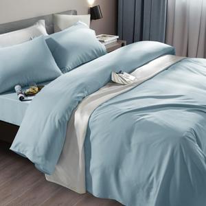 SONORO KATE Bed Sheet Set Super Soft Microfiber 1800 Thread Count Luxury Egyptian Sheets Fit 18-24 Inch Deep Pocket Mattress Wrinkle-6 Piece (Spa Blue, King)
