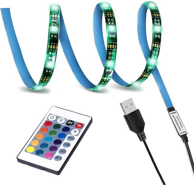 LED TV Backlight,SMY USB LED Strip Light,RGB MultiColour LED Light Strip Kit Waterproof IP65, 60LED with Wireless Remote Controller for TV/PC/Laptop Bias Lighting (6.56Ft)