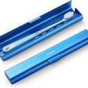 Aluminum Toothbrush Travel Case, Portable Travel Toothbrush Holder, Durable Manual Toothbrush Box Container for Traveling, Bathroom, Camping, Business Trip-Blue (Pack of 1)