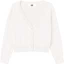 Girls Cropped Cardigan Sweater [Cute Petal Buttons] Long Sleeve Short Cardigan for Dress (11-12 Years, White)