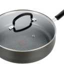 T-fal Ultimate Hard Anodized Non Stick Jumbo Cooker With Lid & Helper Handle 5 Quart, Oven Broiler Safe 400F, Lid Safe 350F, Cookware, Deep Frying Pan, Skillet, Pots and Pans, Dishwasher Safe, Grey