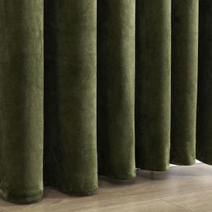 Blackout Textured Curtains for Bedroom Solid Thermal Insulated Olive Green Grommet Room Darkening Curtains & Drapes Luxury Decor for Living Room Nursery 52 x 108 Inch (2 Panels)