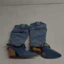 Women's Fashion-forward Versatile Denim Pointed toe Chunky Heel Over-the-Knee Boots (6, Blue1)
