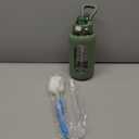 SIEROZUR 42 oz Glass Water Bottle with Straw and Handle Half Gallon Large Water Bottle with Silicone Sleeve and Time Marker Sports Water Jug Wide Mouth for Travel Gym (Olive)