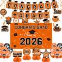Graduation Decorations 2026 Orange Themed Set - Congrats Grad Banner, Class of 2026 Backdrop, Balloons & Streamers Kit - Complete Party Supplies for High School & College Celebrations