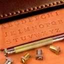 BESTNULE 27pcs Leather Stamps, Leather Stamping Kit, Leathercraft Stamping Tool Set, 26PCS Capital Letter Leather Stamps 6mm + 1 Stamping Handle for Leather Craft