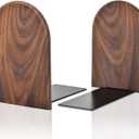 Book Ends, Large Sturdy Wooden Bookends for Shelves - Heavy Duty Non-Slip Book Organizers, Decorative Bookend Holders for Home Office, Library, Black Walnut Universal Economy Bookend, 1 Pair