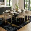 RELEANY Washable Area Rugs 9'x12' Non-Slip Modern Abstract Soft for Living Room Entryway Bedroom Nursery, Print Pattern, Dark Black Gold