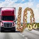 1/2 Inch x 10 Feet Transport Binder Chain G80 Safey Tow Chain with Grab Hooks 12000 Lbs Safe Work Load for Transporting Towing Tie Down Binding Equipment