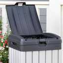 Keter Rockford Resin 38 Gallon Outdoor Kitchen Trash Can with Lid and Drip Tray for Easy Cleaning-Perfect for Patio Dining, Grey