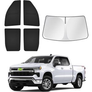 Sunshades for GMC Sierra 1500 2500 3500 2019-2025 2026 Accessories Windshield Sun Shade Side Rear Window Shade Cover Sun Visor Shield Privacy Protection Keep Vehicle Cool Black 5PCS