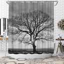 WELMECO Tree Shower Curtain Black and Grey Shower Curtain 72x72inch Polyester Fabric Nature Landscape Print
