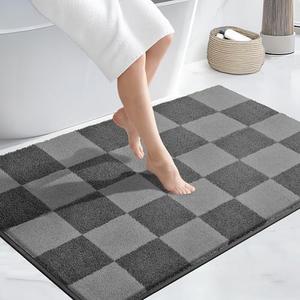 PURRUGS Bathroom Rug Non-Slip Machine Washable 30" x 46", Super Absorbent and Quick-Dry Bath Mat, Extra Soft and Plush Bath Rug for Shower, Bathtub and Sink, Grey & Dark Grey