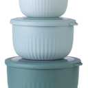 COOK WITH COLOR Prep Bowls with Lids- Wide and Deep Nesting Plastic Small Mixing Bowl Set with Lids, 12 Piece Set - Deep Bowls, Teal