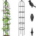 1 Pack Garden Obelisk Trellis for Climbing Plants Outdoor, 6.7FT Adjustable Metal Plant Support with 3 Decorative Tops, Black Rustproof Trellis for Roses, Tomatoes, Clematis & Vines