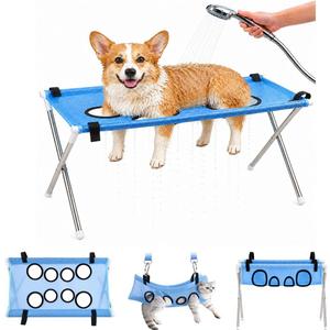 Dog Grooming Hammock Stand, Foldable Dog Bath Holder Sling Shower Chair