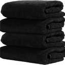 hm - Terry Cloth Towel Set - 4 Extra Fluffy & Soft Bath Towels - 27x54 Inch - for Home, Hotel & Spa Turkish Cotton & Oeko-TEX Certified - Black